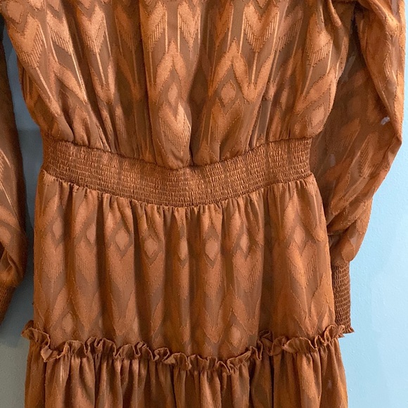 NWOT bar III Rust Orange Tiered Dress - Picture 3 of 5